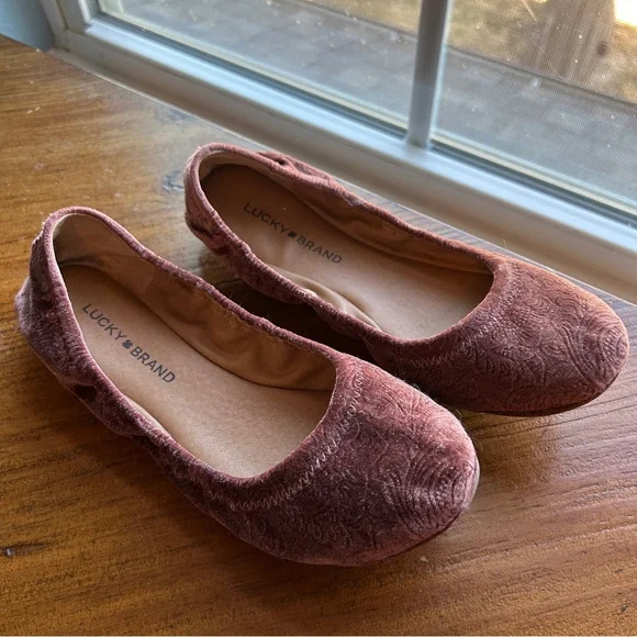 LUCKY BRAND Emmie Women's Pink Mauve Velvet Ballet Flats Size 8 - Picture 4 of 7